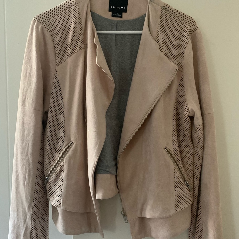 Pink suede motorcycle jacket